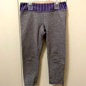 Ivivva Grey Crop Leggings with Pink & Plum